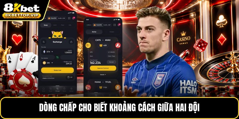 Dòng chấp cho biết khoảng cách giữa hai đội