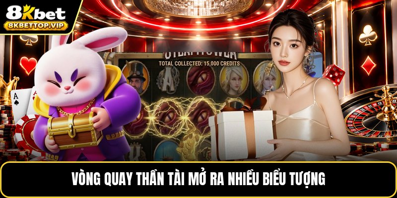 Vòng quay thần tài mở ra nhiều biểu tượng